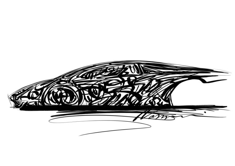 The 'Spirit of Countach' art piece, featuring intricate Arabic calligraphy and Lamborghini Countach design, on display at the Automobili Lamborghini Museum's Dreamaway exhibition.