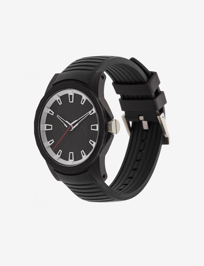 Image of Armani Exchange - Three-Hand Black Silicon