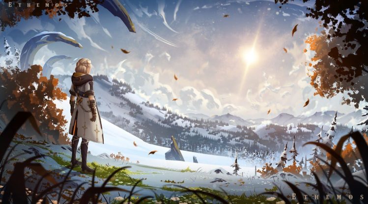 Illustration by Manon Auclair (ethemos) featuring a fantastical creature in a whimsical landscape, showcasing her unique style and magical storytelling.