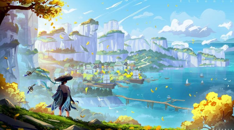 Illustration by Manon Auclair (ethemos) featuring a fantastical creature in a whimsical landscape, showcasing her unique style and magical storytelling.