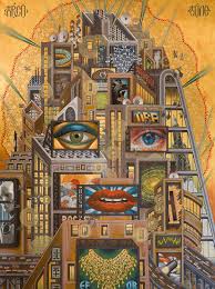 A striking mural by Greek artist Stelios Faitakis, blending Byzantine iconography with modern street art elements.