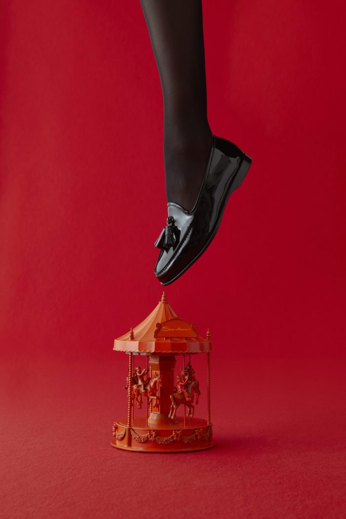 Image of Andrea loafer: "Santoni Andrea Loafer in Festive Holiday Setting"