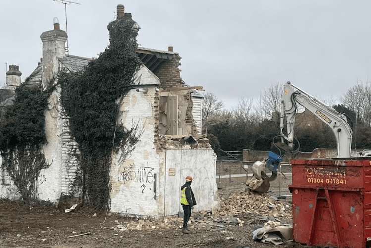 Image of Banksy Mural getting demolished